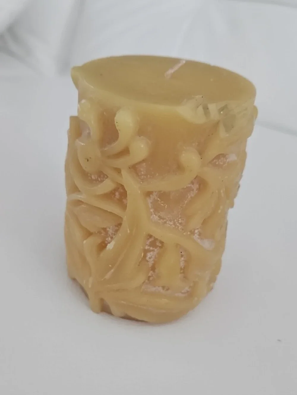 Decorative Carved Candle in Honey Yellow